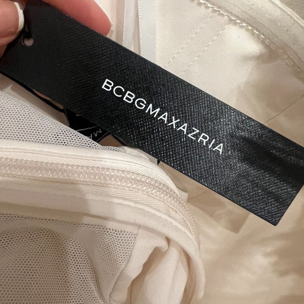 NWT BCBGMAXAZRIA Strapless Tiered Tulle White Mini Dress US 6 - Picture 10 of 10
